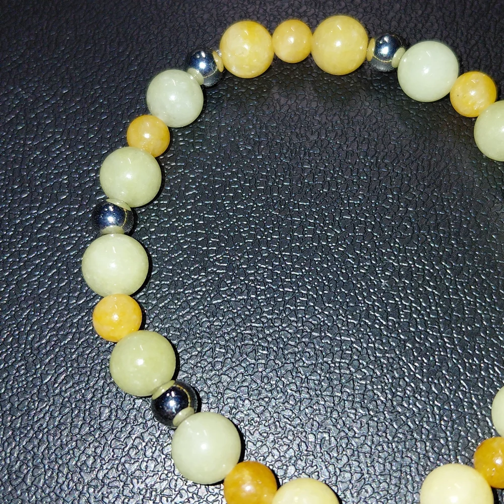 Archangel Jophiel Alashan Agate Crystal Beads 6.75" Bracelet - Picture 4 of 5